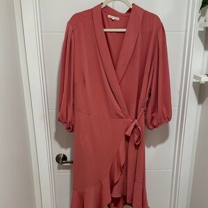 Romantic Plus Size Midi Dress in Dusty Rose